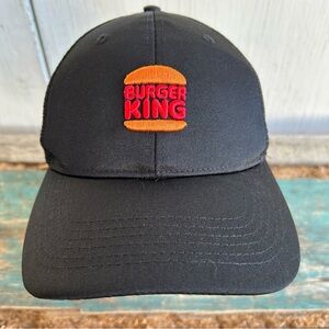 Burger King Trucker Hat Cap Embroidered Black Orange Clipper Snap Back One